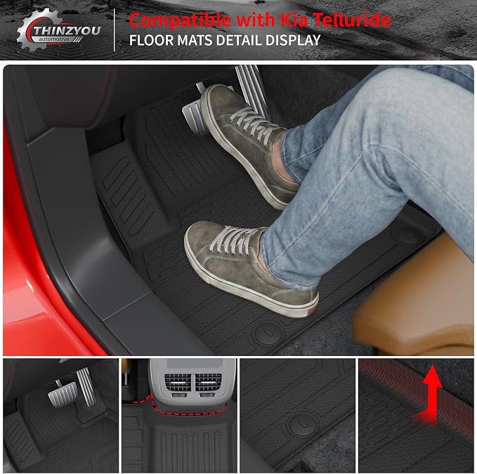 Floor Mats for 2020-2025 Kia Telluride 7&8 Seats (NOT for 2027) | Trunk Mat Cargo Mat Cargo Liner TPE All Weather Back Seat Cover 2024 Telluride Accessories - Image 3