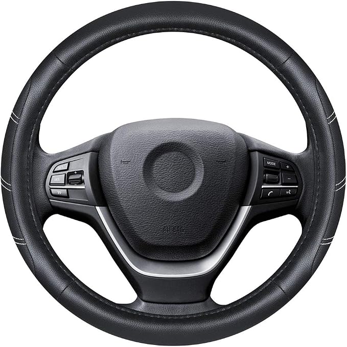 Elantrip Leather Steering Wheel Cover 15 1/2 to 16 inch Universal Large Soft Grip Breathable for Car Truck SUV Jeep Anti Slip Black - Image 2