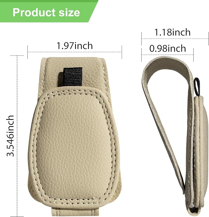 2 Pack Magnetic Leather Sunglasses Holder For Car，Car Visor Accessories And Ticket Card Clip，Fit Different Size Eyeglasses (Beige) - Image 6