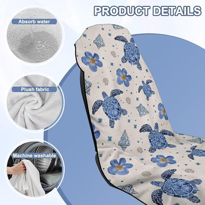 Sea Turtle Print Towel Seat Cover for Car Flower Print Automotive Seat Covers Multi-Purpose Absorbent Microfiber Towels with Storage Bag, 60 x 33 Inch, Machine Washable - Image 6