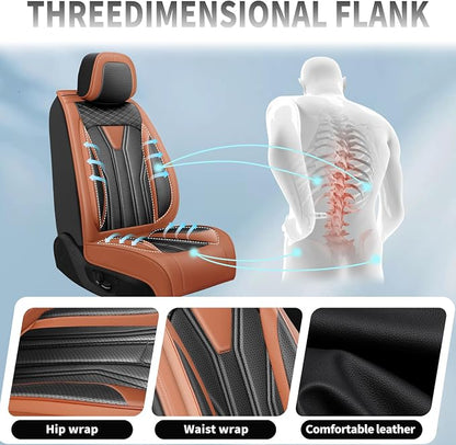 Fit Maxima Car Seat Covers Premium Leather for Nissan Maxima 2011-2025 2026. Waterproof， Breathable, Scratch-Resistant & All-Weather Seat Cushion Protector（2 Front Seats,Brown&Black - Image 7