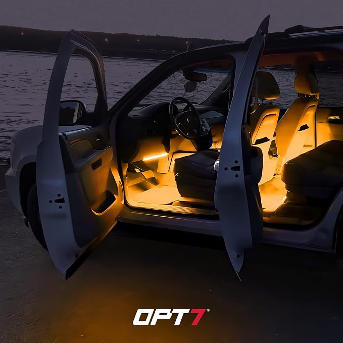 OPT7 Aura RGB Interior Car Lights with Remote Control, 4PC LED Strips Kit | Interior Ambient Glow, Sound Sync Lighting, 12V Car Charger, Flexible Light Strips, SUV Under Dash Decoration - Image 2