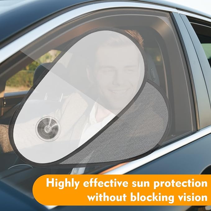 2 Pack Silver Coated Car Window Shades for Baby - Rotatable Sun Visor for Side Windows, UV Reflective Mesh Sun Blocker, Fits Front & Rear Windows, with Suction Cups - Image 7