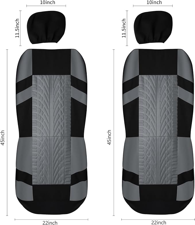 Pariitadin Car Seat Covers Front Pair, Washable and Breathable Seat Covers for Cars, Universal Fit Car Interior Covers for Most Sedan Truck SUV, Black/Gray - Image 6