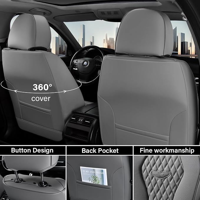 Coverado Car Seat Covers, Gray Seat Covers Full Set, Auto Seat Cover 5 Seats, Car Seat Cushion, Car Seat Covers Front Seats Back Seat Covers, Seat Cover Car Seat Protector Universal Fit Most Cars - Image 8