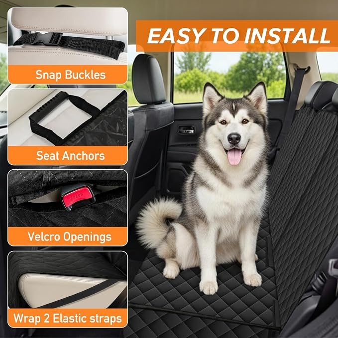 NECKORY Dog Car Seat Cover for Back Seat, Fits Cars/SUVs/Trucks, S-Black - Image 3