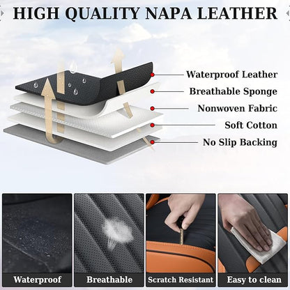 Coverado Car Seat Covers Front, Seat Covers for Cars, Waterproof 2-Pack Car Seat Cushions, Leather Carseat Seat Protectors, Universal Seat Covers Fit for Most Sedans SUV Pick-up Trucks(Brown&Black) - Image 8