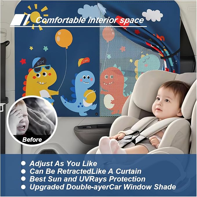 ZIMISI Car Window Shades, Magnetic Double Layer Window Screen for Baby Protection, UV Protection Privacy Blackout/Half Shade Car Window Covers, Auto Sun Shade Curtains Accessories (Blue) - Image 5