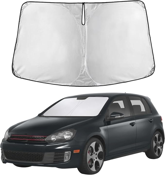 Autovir Windshield de Fit for 2009-2014 Volkswagen Golf/Rabbit/Gti/R32 Mk6 | Sun Shade, Front Car Window Shades Sun Visor, Blocks UV Rays & Heat, Car Accessories by Autovir