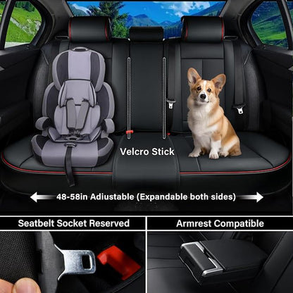 Coverado Car Seat Covers Full Set, Seat Covers for Cars, Black Car Seat Covers Front Seats and Back Car Seat Protector Waterproof, Leather Car Seat Cushion Universal Fit for Most Cars Blue - Image 3