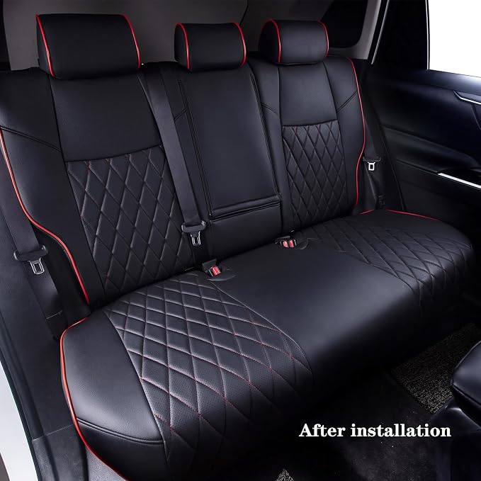 HKZ Customized Special seat Cover for Toyota Corolla (Black+Red, 2014-2019 Corolla L LE LE Eco XLE Sedan) - Image 5