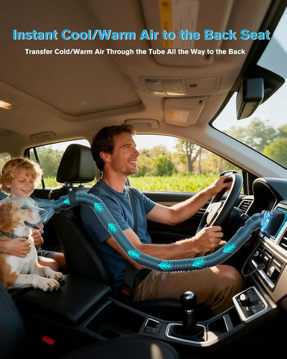 Car Ac Vent Extender for Back Seat, Portable Car Air Conditioner | Ac Hose with Built-In USB Fan | Delivers Cool & Warm Air to Rear Passengers | Flexible Ac Tube | Universal Fit for Most Cars - Image 2