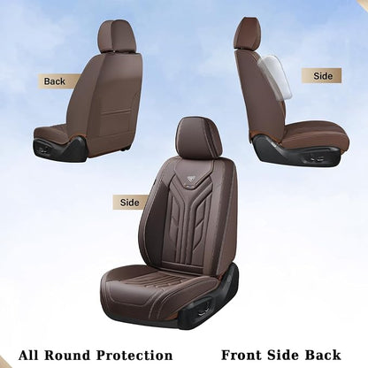 Coverado Front Seat Covers, Car Seat Covers Front Seats, Leather Seat Covers for Cars, Automotive Seat Covers Car Seat Protector Car Accessories Fit for Most Sedans SUV Pick-up Truck(Coffee) - Image 4