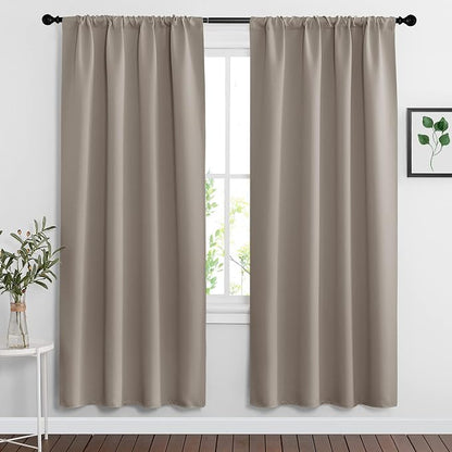 RYB HOME Blackout Curtains for Bedroom Living Room Nursery 72 inches Long | Room Darkening, Thermal Insulated, Privacy Protection, Rod Pocket, Drapes for Office Home Theater, W42 x L72, Sand, 2 Panels by RYBHOME