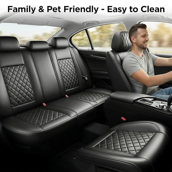 for Subaru WRX 2015-2025 2026 Car Seat Covers, Front Pair, Black | Luxury Full Coverage Leather Seat Protectors, Waterproof Breathable, Non-Slip, Easy to Install, Airbag Compatible, All-Season - Image 2