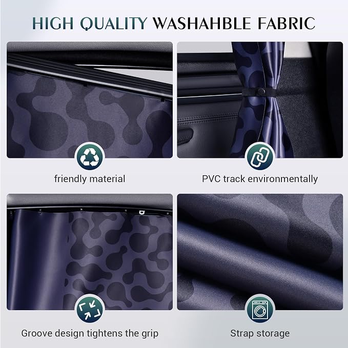 FLORICH Car Window Shades, Car Shades for Side Windows Embedded Track 4 Pack Car Sun Shade Blocks Light & Heat, UV Protection - Image 7