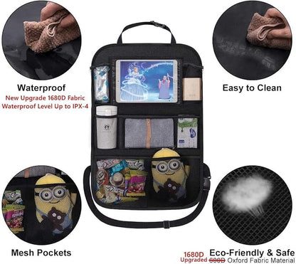 ONE PIX Backseat Car Organizer Mats Back Seat Organizers and Storage Bag with Touch Screen Tablet Holder for Kids Toddlers Seats, Travel Accessories, Road Trip Essentials (2PCS) - Image 2