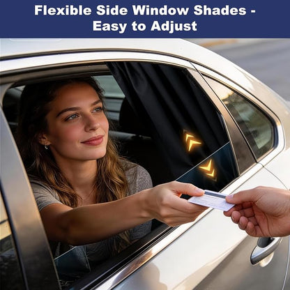 XCBYT Magnetic Car Window Shades for Rear Windows, 100% Blackout Privacy | 2-Pack Heat & UV protection for camping, baby sleep, work break, road trip. Fits steel frames only, measure size before buy - Image 7