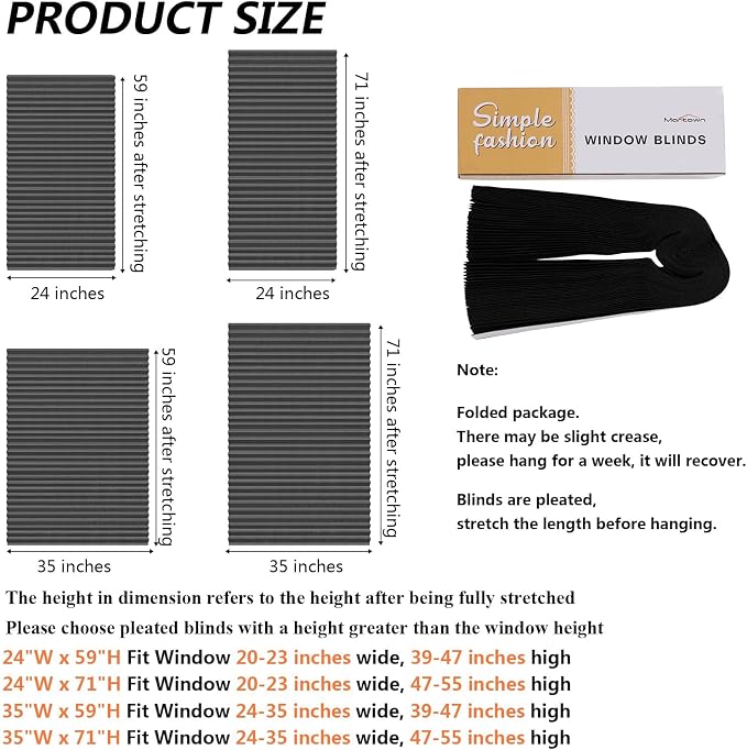 Window Blinds Cordless Blackout No Drill Cut to Size Clip On Stick On Self Adhesive Temporary Blinds Pleated Paper Blinds for Windows Doors Shades for Home Nursery Bedroom Kitchen Bathroom | Non-Woven, Blackout, Easy Install, Self Adhesive, Pleated Win... - Image 2