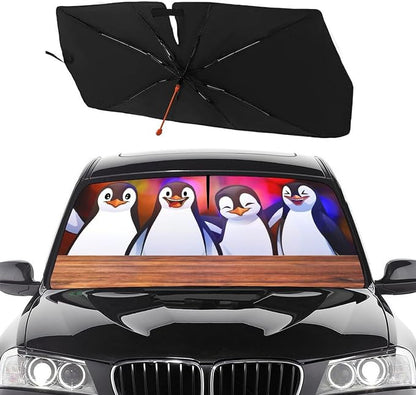 Socira Funny Penguin Car Windshield Sun Shade Umbrella Foldable Sunshade | for Front Window Auto Windshield Sunshade Covers Car Accessories Protect from Sun Rays Heat 57'' X 30'' by Socira