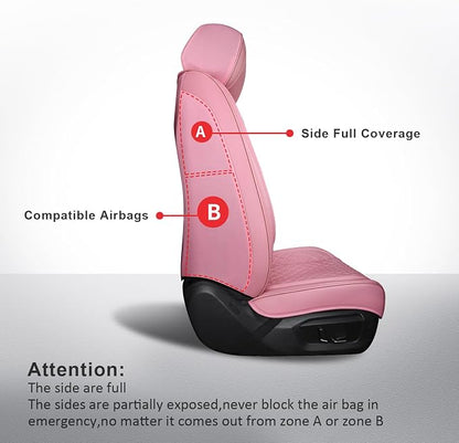 MIROZO Car Seat Covers Full Coverage for SUV Sedan Truck,Pink Full Set | Leather Car Seat Covers,Automotive Seat Protector Waterproof Seat Cover For SUV Sedan Truck For Families, Pets, Commuter - Image 2