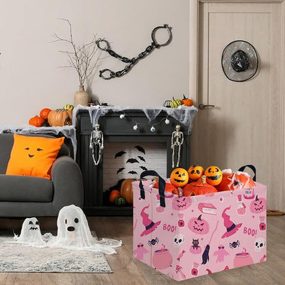Halloween Ghost thriller basket,Empty Halloween basket,Horror and thriller decor,Trick or Treat Box for Boys and Girls,Horror decor(Pink pumpkin) - Image 5