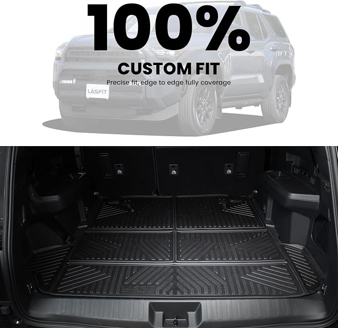 LASFIT Cargo Mat for Toyota 4Runner 2025-2026 (Only Fit 7-Seats) | All Weather Custom Fit Anti-Slip Pet Friendly Easy Clean TPE Trunk & Backrest Mats for 6th Gen 4Runner, Black - Image 4