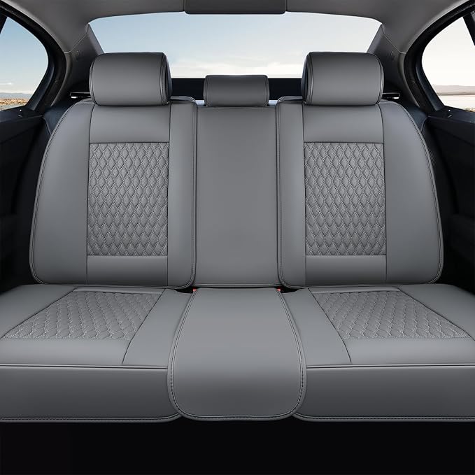 Coverado Rear Seat Covers, Leather Back Seat Cover for Car, Universal Waterproof Automotive Seat Cushion Protector for Most Cars Trucks SUV (Coffee) by COVERADOAUTO