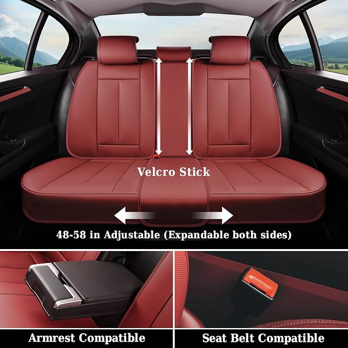 Coverado Car Seat Covers, Seat Covers for Cars, Waterproof Leather Auto Seat Protectors, Leather Car Seat Cushion, Car Interiors Accessories Universal Fit for Most Cars - Image 5