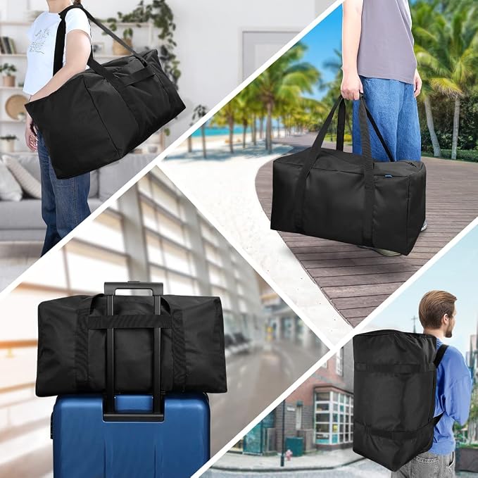 COOLBEBE 24x12x12 Inch Travel Duffle Bag, 53L Mid-Size Weekender, Black | Water Resistant for Overnight Trips, Camping, and Sports Gear Hauling - Image 7