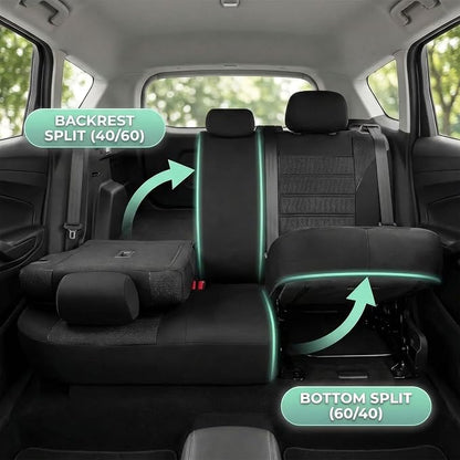 FH Group Automotive Car Seat Covers Full Set Premium 3D Air Mesh Front Seat Covers, Airbag Compatible & Split Bench Cover Universal Fit Interior Accessories for Cars Trucks and SUVs - Black - Image 3