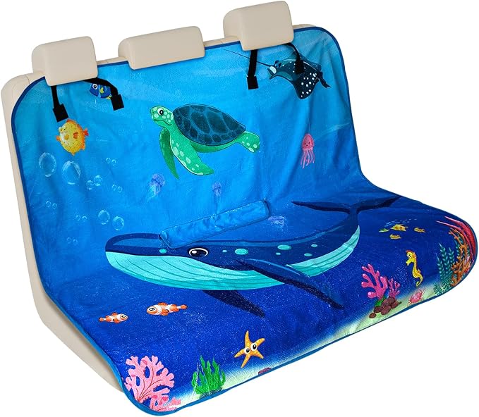 Waterproof Sweating Car Seat Cover for Post Gym Workout, Running, Swimming, Beach and Hiking, Universal Fit Non-Slip Bucket Seat Protector for Cars SUV Trucks, Machine Washable (Bench Ocean) by DECKALY