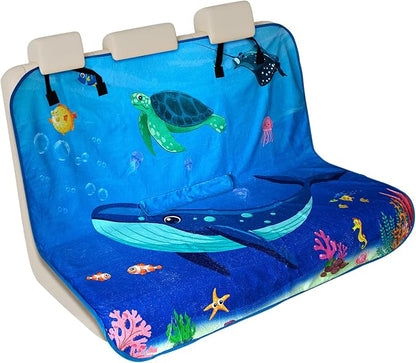 Waterproof Sweating Car Seat Cover for Post Gym Workout, Running, Swimming, Beach and Hiking, Universal Fit Non-Slip Bucket Seat Protector for Cars SUV Trucks, Machine Washable (Bench Ocean) by DECKALY