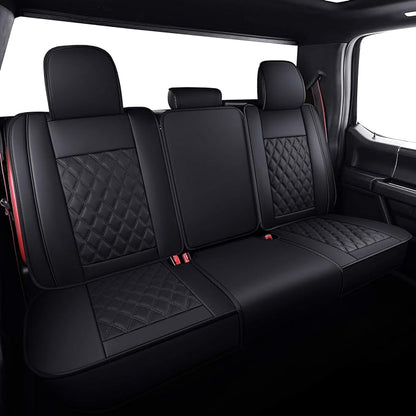 Car Seat Covers for Ford F150 F250 F350 F450 Truck (Black) | Custom Fit 2009-2026 F150 Crew Cab, 2017-2026 F250 F350 F450 Super Duty XLT STX XL Lariat Pickup, Waterproof Leather Full Set - Image 3