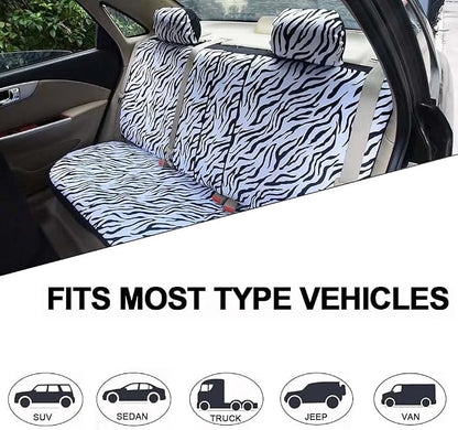 AUTOFAN Zebra Car Seat Covers for Full Set with 2 Seat Belt Pads & Universal 15 Inch Steering Wheel Cover Fit for Cars, Trucks, SUV, or Van - Image 6