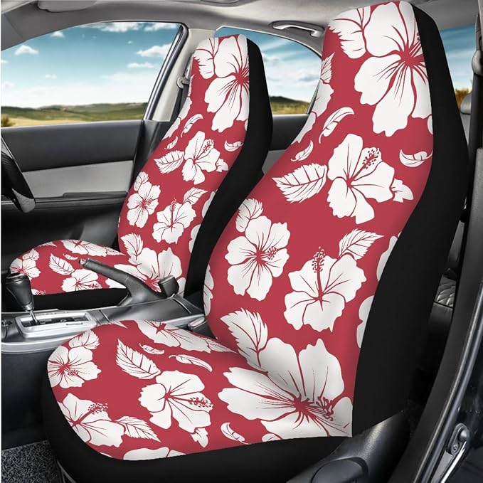 Tropical Hibiscus Flower Car Seat Covers Washable Seat Protector for Women Men White Floral Automotive Vehicle Seat Covers for Cars Interior for Cars, Sedans, Trucks, SUVs - Image 6