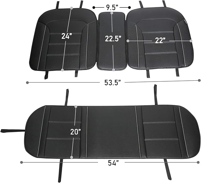 FH Group Car Seat Cover Cushion - Rear Seat Covers for Cars Trucks SUV, Faux Leather Car Seat Cushions, Waterproof Car Seat Cover Cushion, Universal Fit Car Seat protector Rear Set Black - Image 6