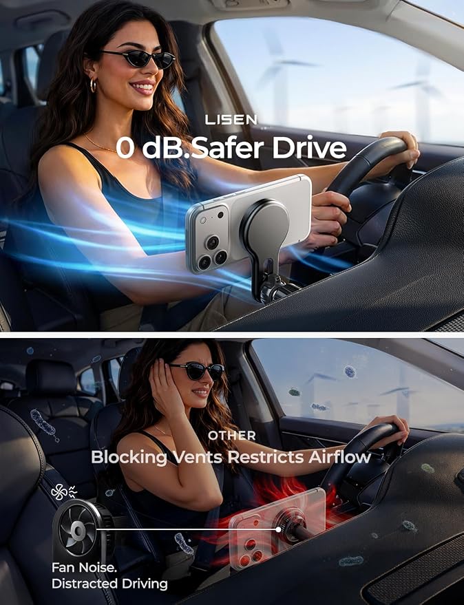 LISEN for Qi2.2 25W MagSafe Car Mount Charger,Car Vent Magnetic Car Charger | Stable & Fast Charging iPhone Car Mount,Qi2.2 Certified 25W Magsafe Car Mount, Car Vent Mount For iPhone 17 16 15 14 13 12 - Image 3