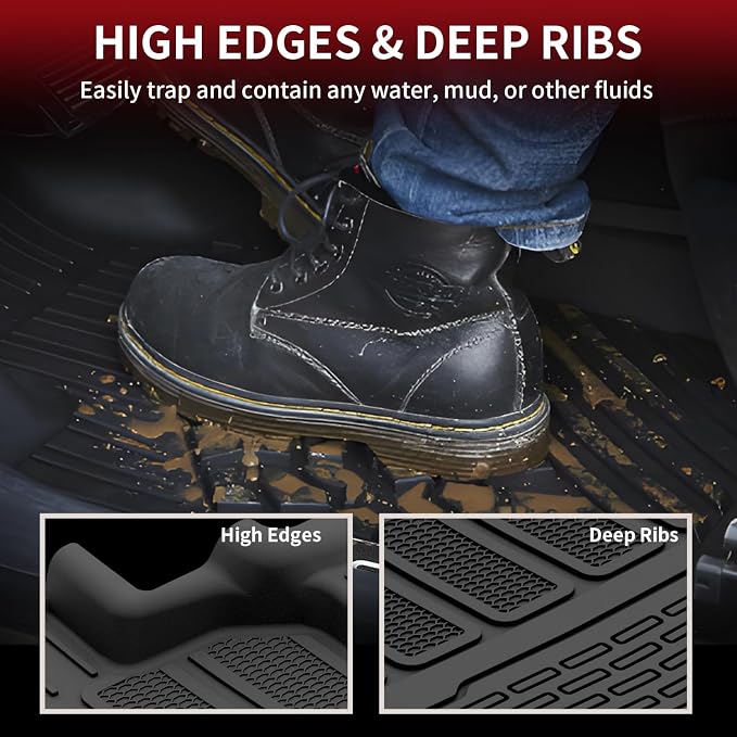 LASFIT Mats for Jeep Grand Wagoneer/Grand Wagoneer L 2022-2025 7 Seats | NOT Fit Wagoneer & 8-Seat, All Weather, TPE, Custom Fit, Car Mats, Floor Liners, 1st & 2nd & 3th Row, Black - Image 4