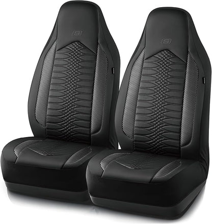 Skechers Memory Foam Car Seat Covers, Leather High Back Seat Covers Quilting Design,Waterproof Sports Car Seat Covers Front Seats,Airbag Compatible Universal Fit for Most Cars, SUVs,Trucks,Black by Unknown