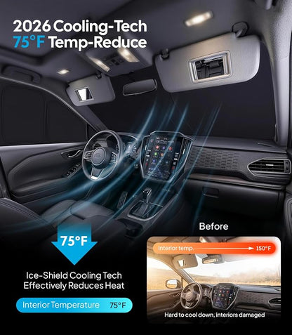 Wigoo 2026 8PC Full Set Window Sunshade for Subaru Forester 2019-2024 | 7-Layer Cooler & Blacker, Ice-Crystal Tech, Full Set Shades With Windshield for Sun Block, Camping Accessories - Image 3