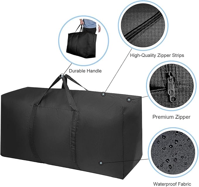 Extra Large Moving Bags with Strong Zippers & Carrying Handles, Storage Bags Storage Totes for Clothes, Moving Supplies, Space Saving, Oversized Storage Bag Organizer for Moving, Traveling (4 Pack) - Image 3