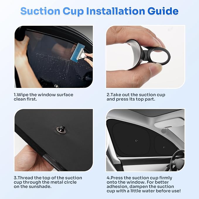 Canvcle Upgraded Window Shades for Tesla Model Y Juniper 2025 2026 Accessories with Suction Cups Windshield Sun Shade Side Rear Window Covers Sunshade Sun Shield Privacy Protection Camping Black 8PCS - Image 6