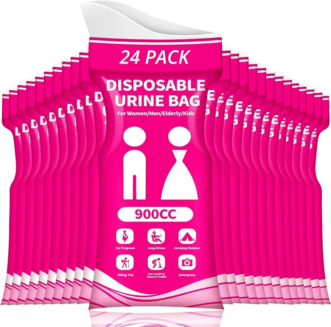 Disposable Urine Bag for Travel - 900ML Portable Pee Bags for Women Men 8/12/20/24/28 PCS Emergency Vomit Bags Urinal Toilet for Car Camping, Road Trip,Traffic Jam, Pregnant, Kid, Patient by HOKINETY