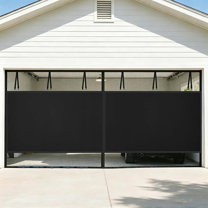 FEGO Privacy Garage Door Screen for 1 Car Garage 9x7FT, Blackout Magnetic Screen Door Self Sealing & Pet and Kid Friendly, Heavy Duty Weighted Bottom, Breeze in, Easy Assembly&Pass for Garage/Patio by FEGO