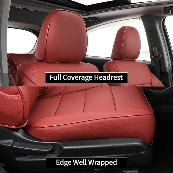 EKR Car Seat Covers for Honda HRV 2023-2027,Leatherette Full Set | Custom Fit for Honda HRV Sport /LX 2023-2027 Factory-Like Fit,360°Protection,Pet Friendly,Faux Leather(Burgundy) - Image 2