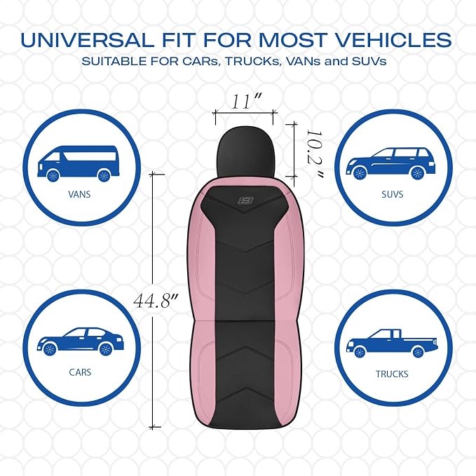 Skechers Memory Foam Seat Covers,Leather Car Seat Covers, Ultimate Comfort & Support Front Seat Covers Airbag Compatible, Automotive Universal Fit Most for SUVs, Vans, Sedans, Cars, Trucks,Pink - Image 5