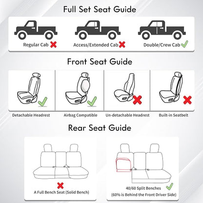 Huidasource Tacoma Coffee Seat Covers, Front and Rear FullSet Leather Truck Seat Cushion Cover Custom Fit for Toyota Tacoma 2024-2026 Crew Cab SR, SR5, Limited, TRD Sport/Off-Road,Trailhunter - Image 8