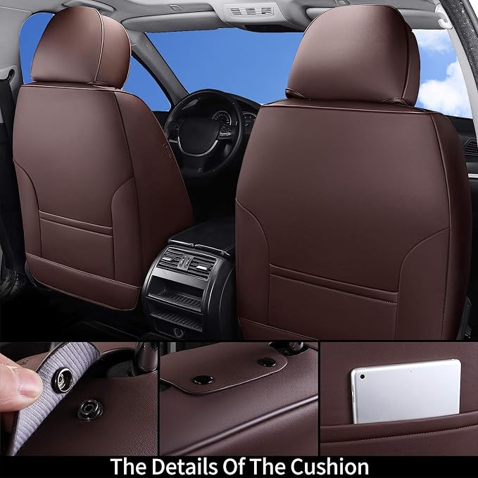 Coverado Car Seat Covers, Seat Covers for Cars, Waterproof Leather Auto Seat Protectors, Leather Car Seat Cushion, Car Interiors Accessories Universal Fit for Most Cars - Image 2
