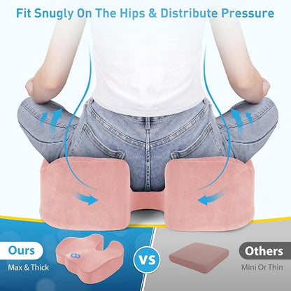 BlissTrends Thick Seat Cushion for Office Chair & Car Seat, XL, Pink | Memory Foam with Removable Cover, Ergonomic Tailbone & Sciatica Support for Pressure Relief and Long Sitting, 3.9" Thick - Image 5